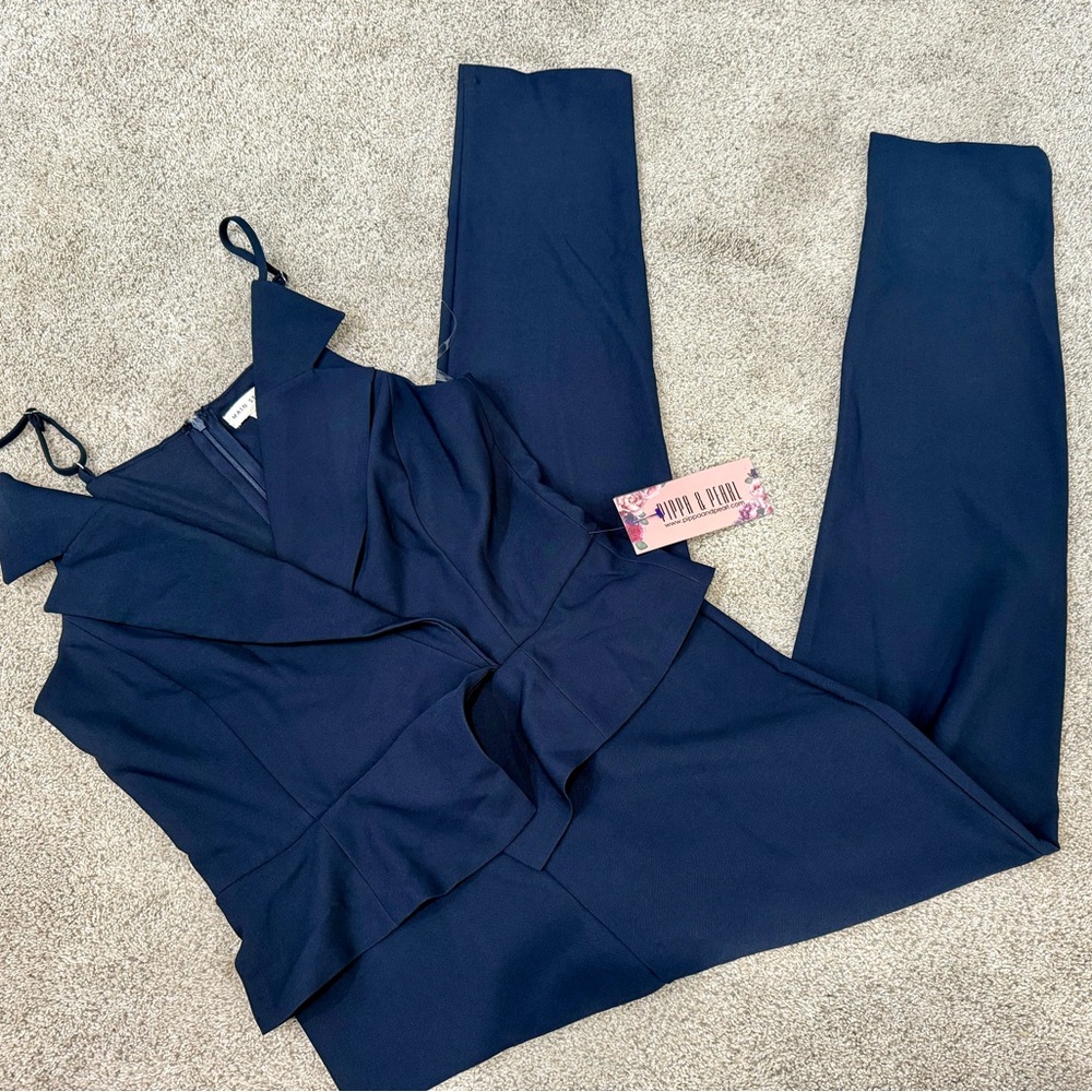 NWT Navy Blue Ruffled Jumpsuit